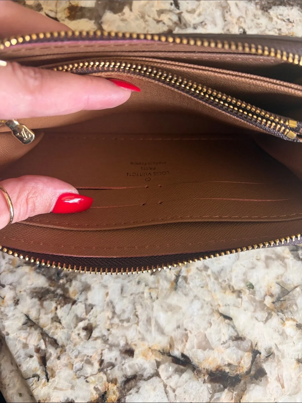 Louis Vuitton Monogram Canvas Zip Wallet in Brown and Gold